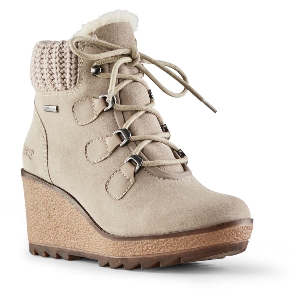 Women's Beige Wedge Ankle Boots